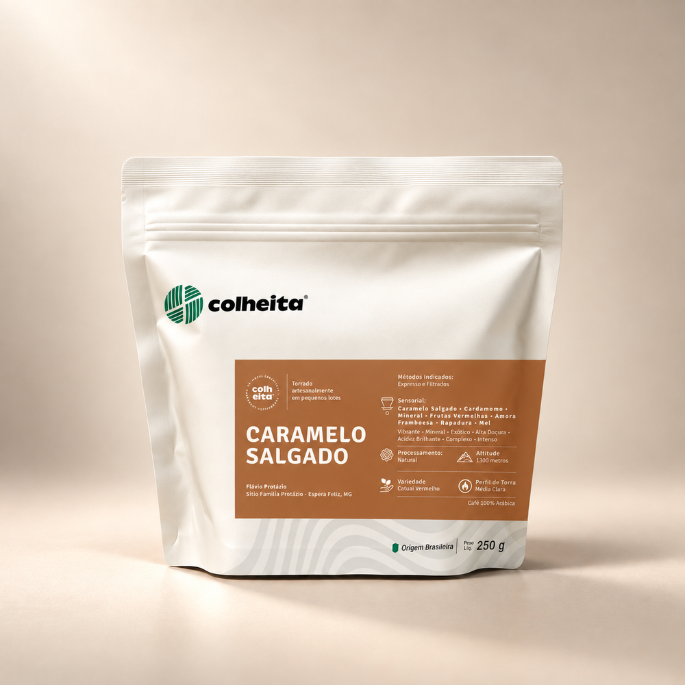 Café especial Caramelo Salgado Colheita, pacote de 250g