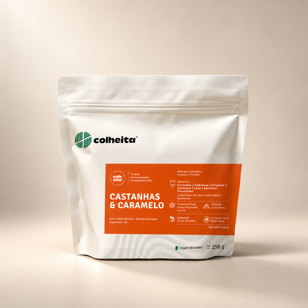 Café especial Castanhas e Caramelo Colheita, pacote de 250g